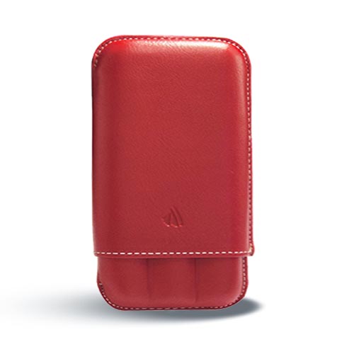 Cigar Case - Recife Chesterfield Culture Poppy Red - 3 Cigars