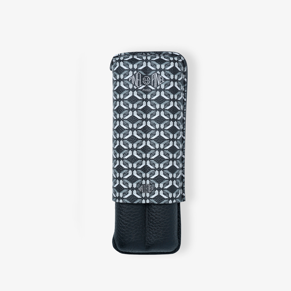 Cigar Case - Pinel Et Pinel Double D24 Coated Canvas Sexy Black - 2 Cigars