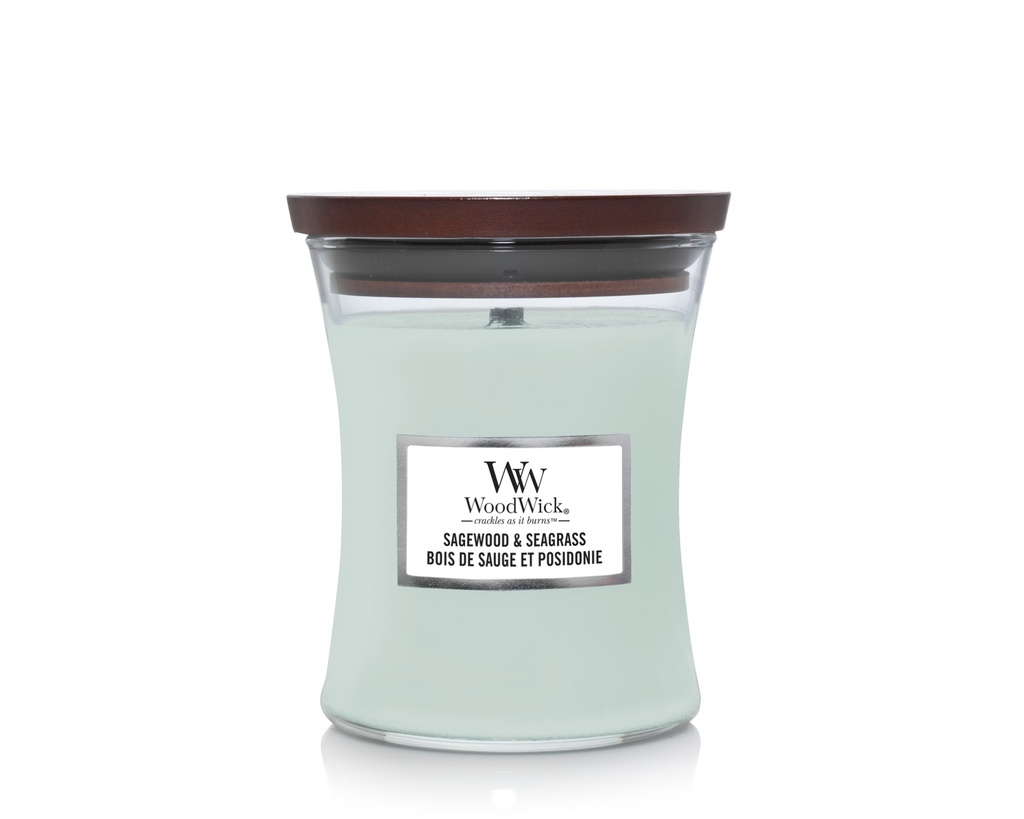 Candle - Woodwick Sagewood & Seagrass - Medium