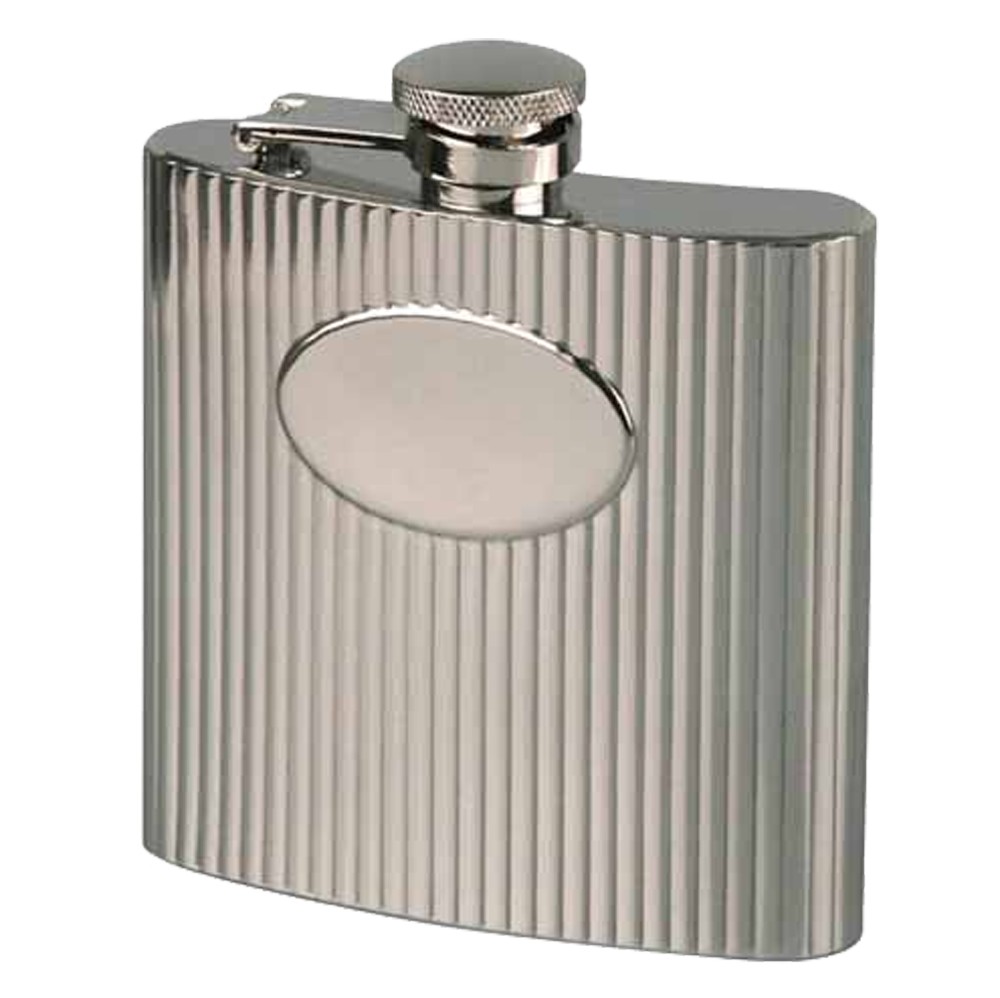 Hip Flask - Chrome Wave Pattern - 6Oz