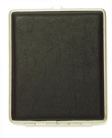 Cigarette Case - Simili Chrome/Black Leather - 24 Cigarettes