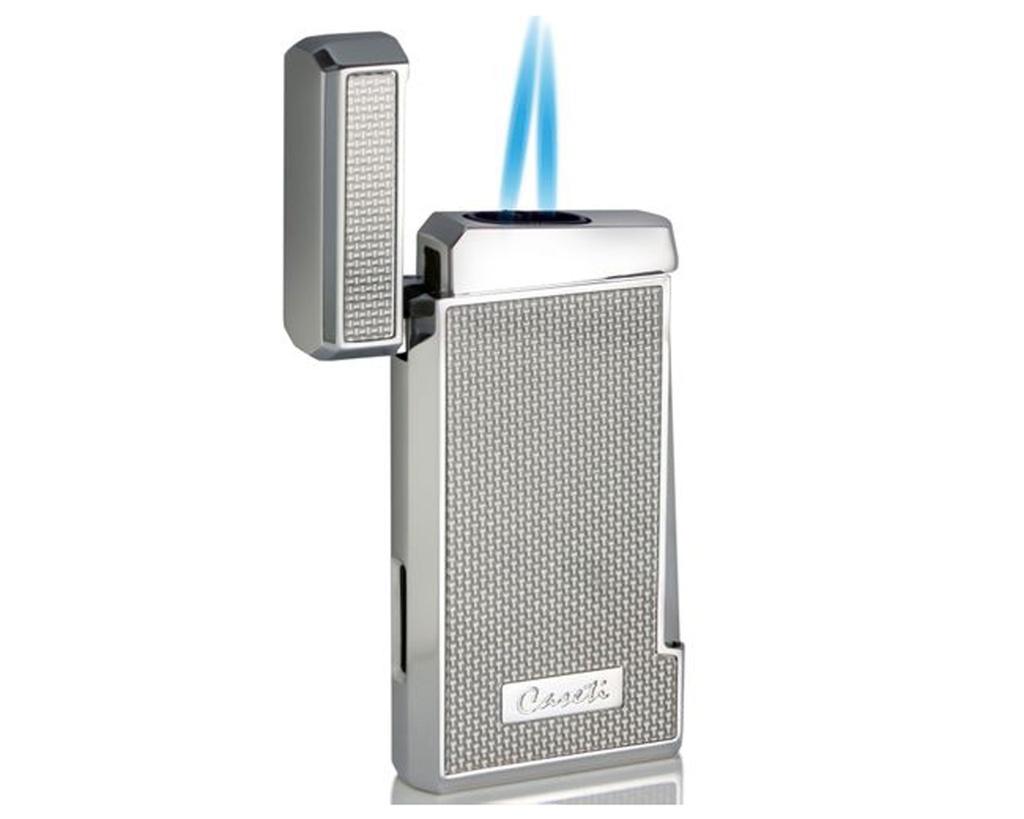 Lighter - Caseti Paris Double Jet Silver/Carbon