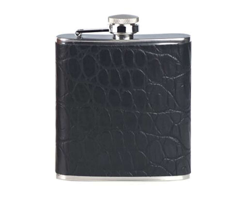 Hip Flask - Lubinski Croco Black