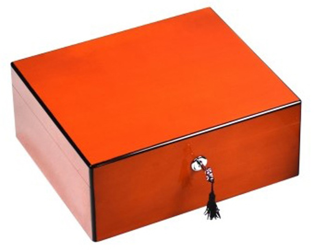 Humidor - Lubinski High Polish Orange - 50 Cigars
