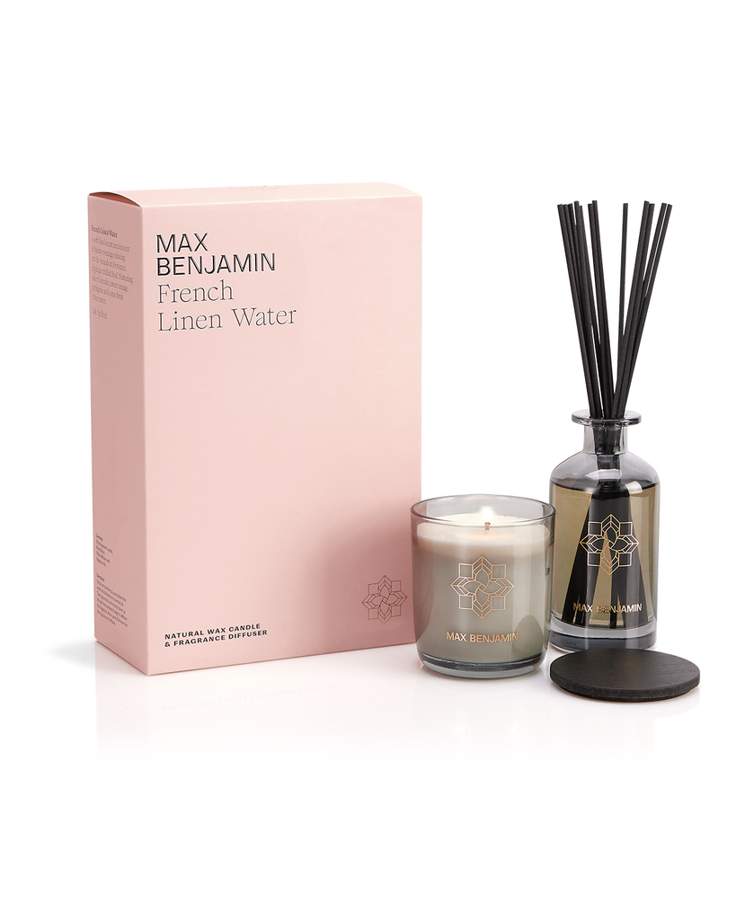 Candle & Diffuser Set - Max Benjamin French Linen Water - 210g/150ml