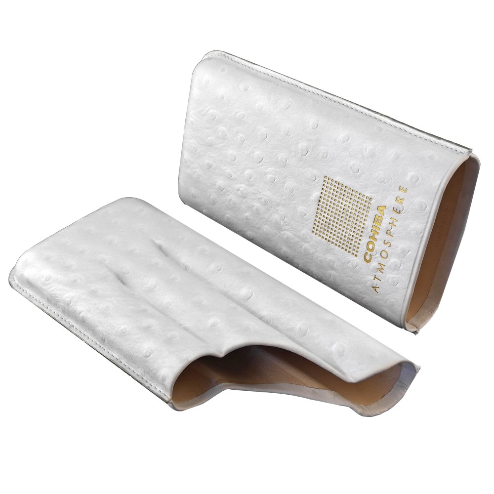 Cigar Case - Cohiba Atmosphere Leather White/Gold - 3 Cigars