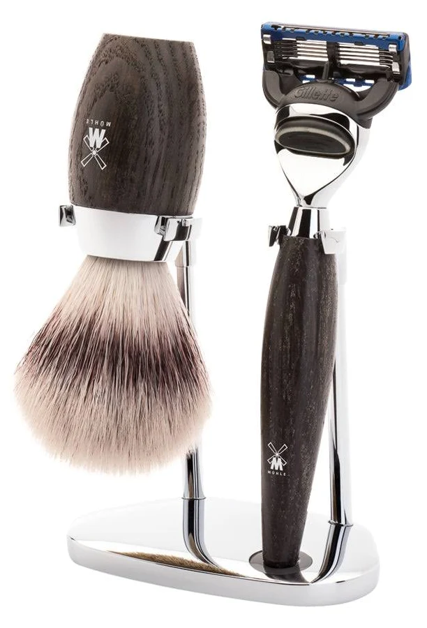 Shaving Accessories - Mühle Kosmo Set Of 3 Safety Razor, Brush & Holder - Swamp Oak