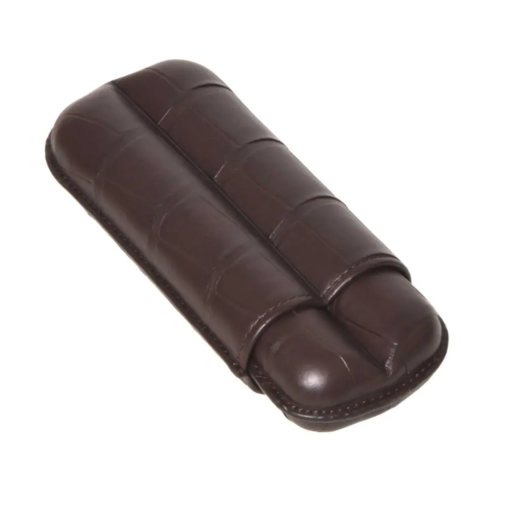 Cigar Case - Fallon Aura Alligator Sublimes Dark Brown - 2 cigars 