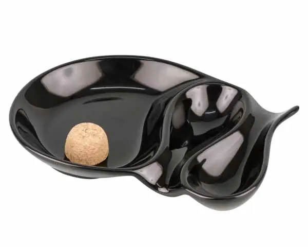 Pipe Ashtray - Ceramic Black Oval - 2 Pipes 