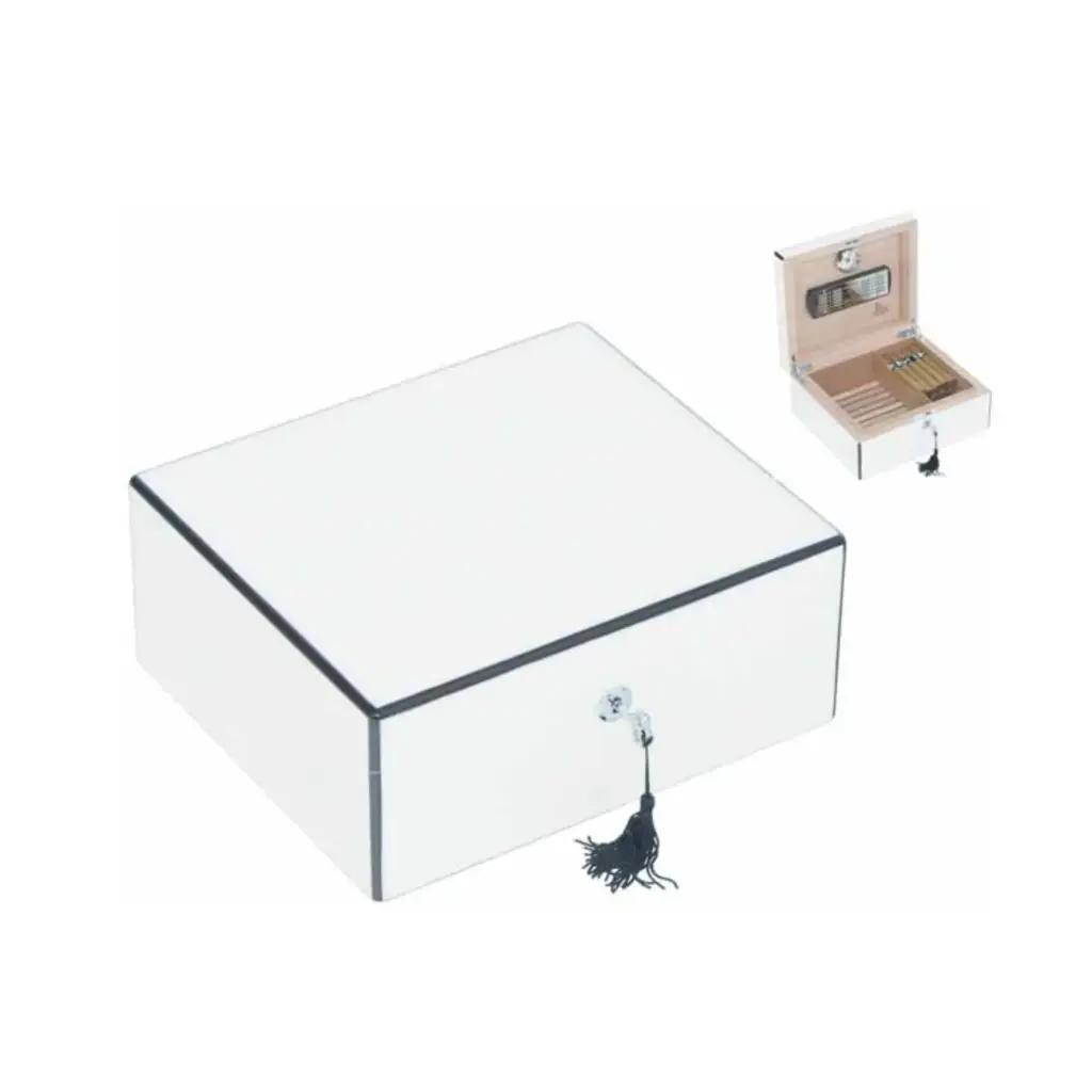 Humidor - Lubinski High Polish White - 50 Cigars