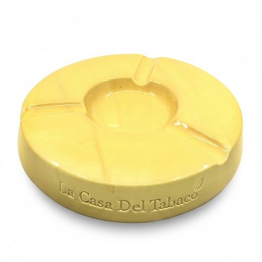 [12708] Ashtray - Dominique London Round Yellow - 3 Cigars