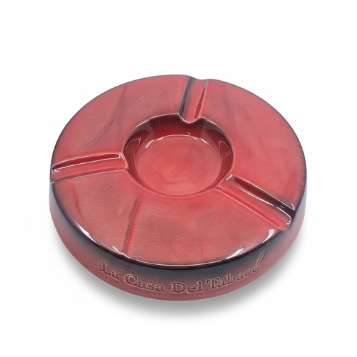[12709] Ashtray - Lcdt Round Red - 3 Cigars