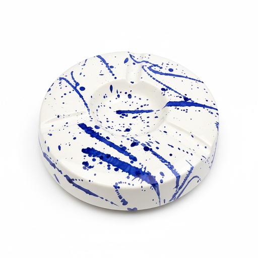 [12712] Ashtray - Lcdt Round Blue Blob - 3 Cigars