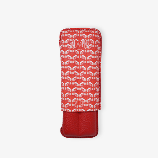 [13386] Cigar Case - Pinel Et Pinel Double D24 Coated Canvas Poppy - 2 Cigars