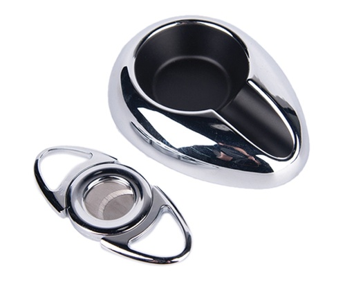 [13700] Ashtray & Cutter Set - Cig'R Chrome 