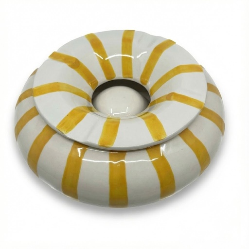 [16212] Ashtray - Dominique London Big Moroccan Yellow Stripes - 4 Cigars
