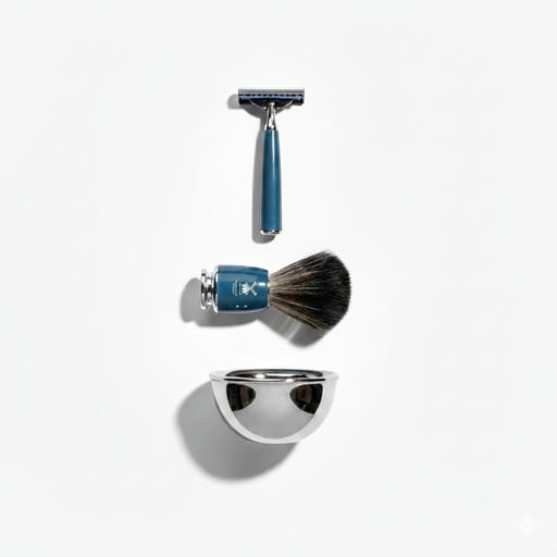 [16809] Shaving Accessories - Mühle Rytmo Set Of 3 Fusion Razor, Brush & Holder Petrol