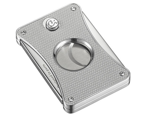 [16941] Cigar Cutter - Caseti Paris Chrome Plated/Silver Carbon