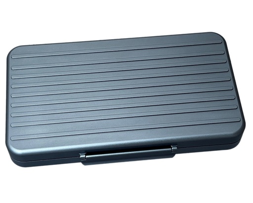 [17230] Humidor - Vb Travel Aluminium Stripes Gunmetal - 5 Cigars