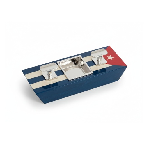 [17632] Ashtray - Maccarrone Cuban Flag Double - 2 Cigars