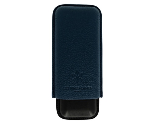 [17986] Cigar Case - Les Fines Lames Pebble Leather Blue - 2 Cigars