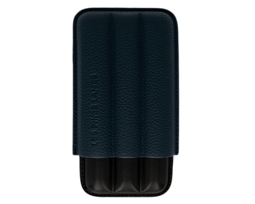 [17991] Cigar Case - Les Fines Lames Pebble Leather Blue - 3 Cigars