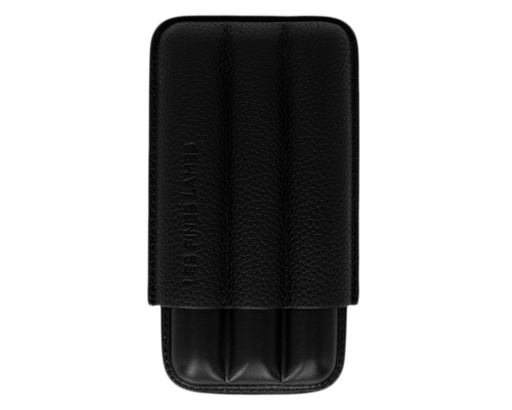 [17995] Cigar Case - Les Fines Lames Pebble Leather Black - 3 Cigars