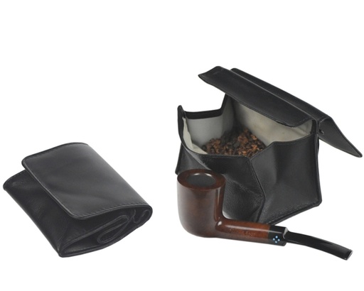 [18575] Pipe Tobacco Pouch - Sasieni Container Nappa Black