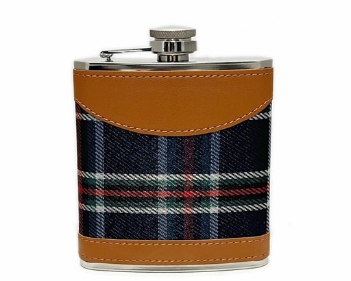 [18576] Hip Flask - Lubinski Tartan + Funnel - 6Oz