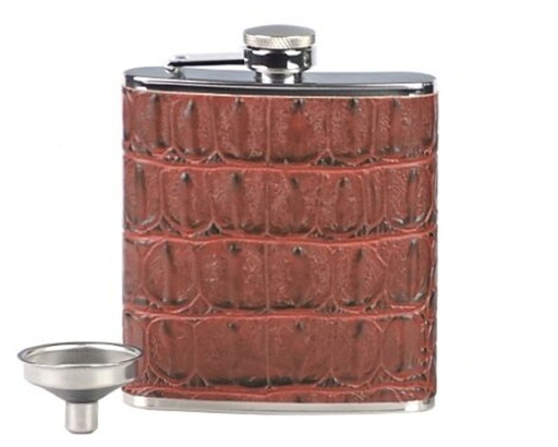 [18577] Hip Flask - Lubinski Croco Brown
