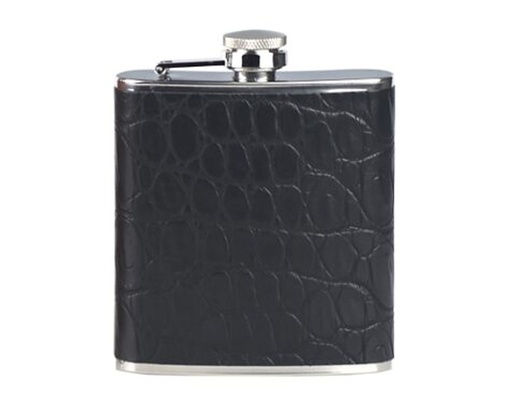 [18578] Hip Flask - Lubinski Croco Black