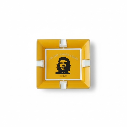 [9180] Ashtray - Elie Bleu Che Yellow - 2 Cigars