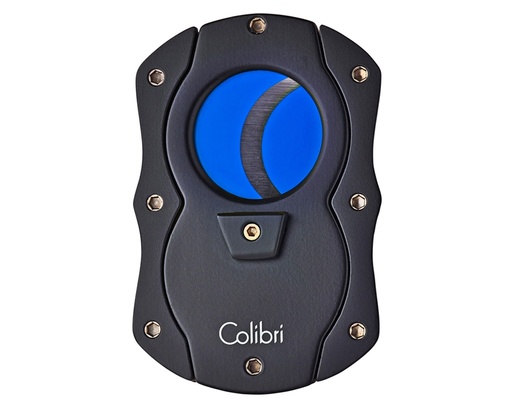 [9217] Cigar Cutter - Colibri Rubber Black/Blue Knives